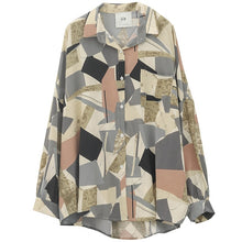 Load image into Gallery viewer, [EAM] Women Blue Pattern Printed Big Size Blouse New Lapel Long Sleeve Loose Fit Shirt Fashion Tide Spring Summer 2020 1U906
